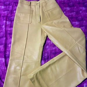 Gucci Yellow leather flare pants